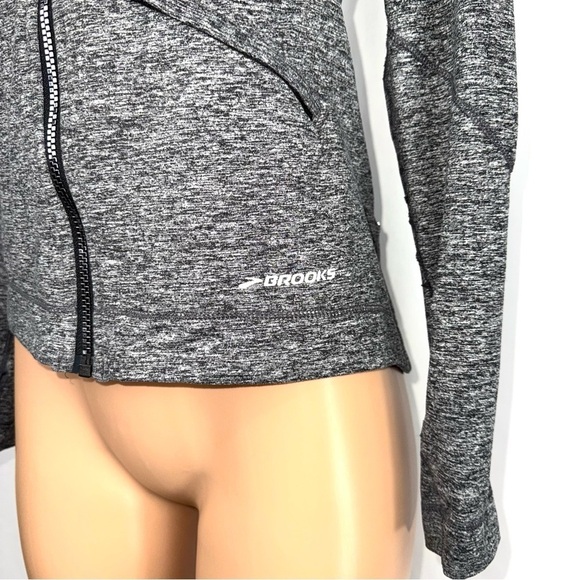 Brooks Women’s XS Activewear Utopia Thermal lII Zip Up Hoodie Heathered Grey EUC - Picture 2 of 15